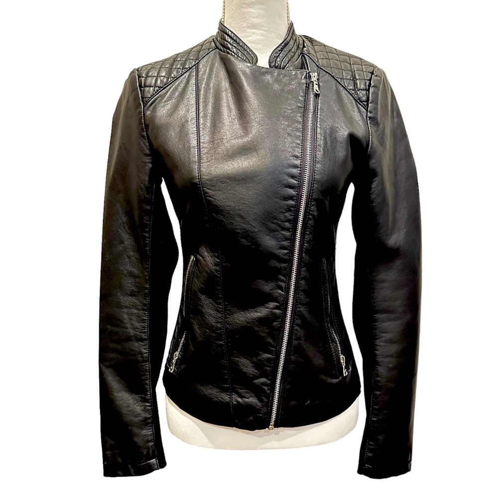 Kenneth Cole Reaction Faux Leather Moto Jacket Sz S